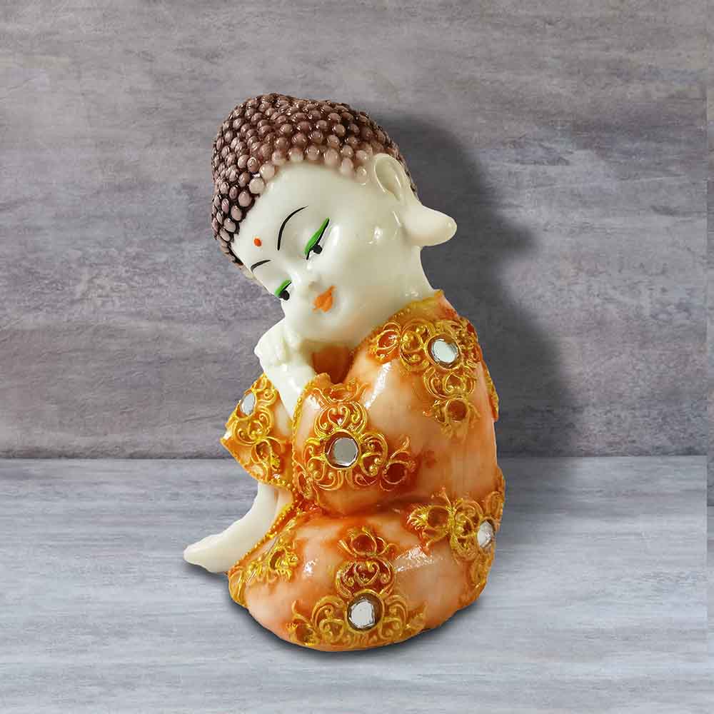Marble Finish Orange Baby Buddha Statue
